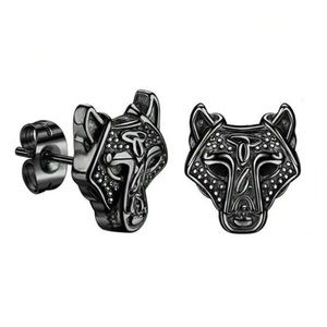 “Nordic Wolf” Fox Scandinavian Viking Tribal Rune Ornate Wildlife Stainless Stud